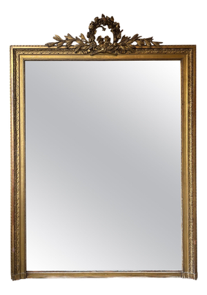 Large Antique French Louis XVI Overmantel Mirror, 1850
