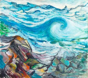 'Wave Off the Coast' by Alberto Conti, California Modernist Seascape, Monterey