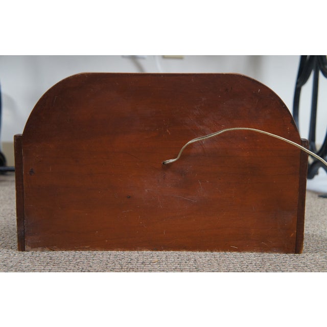 1970s 2 Shaker Early American Style Cherry Peg Rail Hurricane Wall Sconce Lights 34" For Sale - Image 10 of 12
