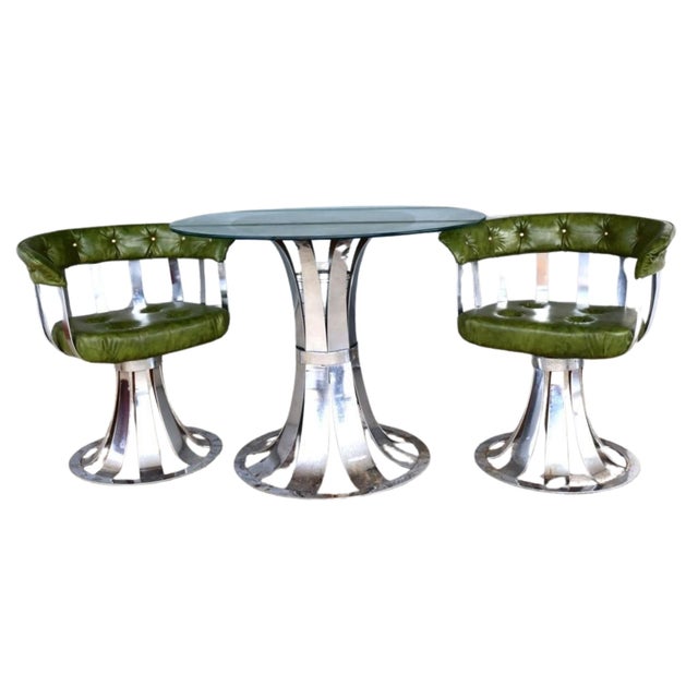 Russell Woodard Style Chrome Swivel Dining Set – Mid-Century Modern - Set of 3 For Sale In Los Angeles - Image 6 of 9