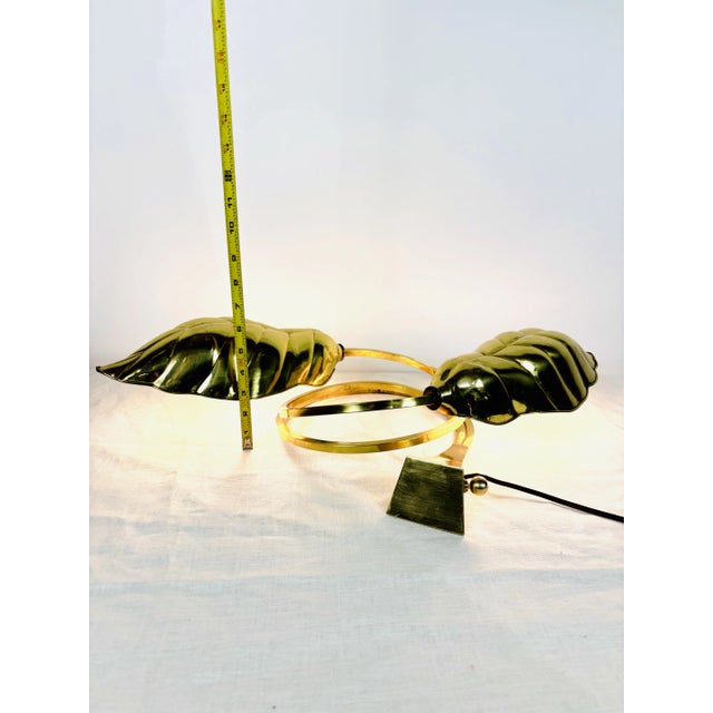Mid-Century Tommaso Barbi & Carlo Giorgi Brass Double Leaf Lamp For Sale - Image 11 of 12