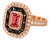 1920s 14K Pink Rose Gold Art Deco Pink Tourmaline Hand Cut Onyx Diamond Filigree Ring, Size 6.5 For Sale