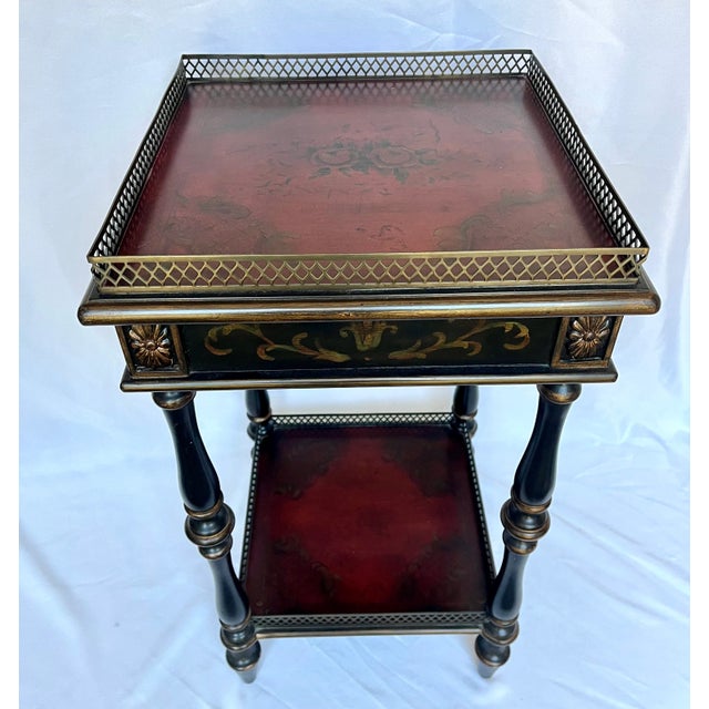 Vintage Napoleon III Style Side/Serving Table With Reticulated Metal Trim For Sale - Image 10 of 12