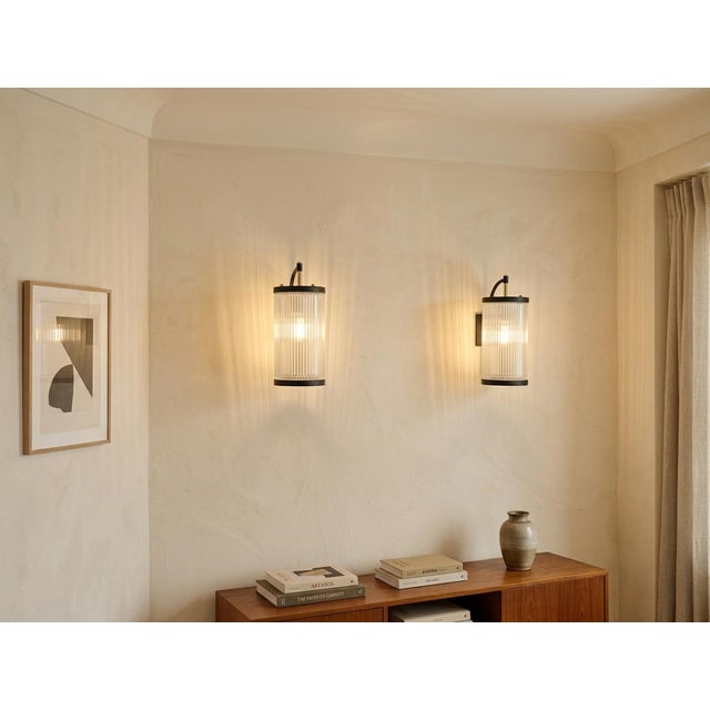 Iron and Glass Strip Wall Lamps, 20th Century, Set of 2 For Sale - Image 9 of 10