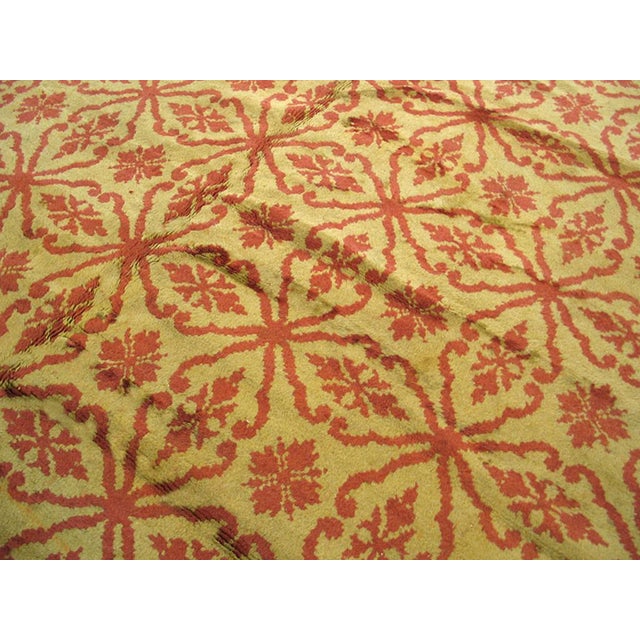 1910s Excellent Tan Camen and Red Wine Color With Unique Florid Design Antique Savonnerie Rug For Sale - Image 5 of 6