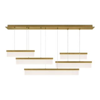Visual Comfort Modern Sweep Linear Chandelier LED Aged Brass For Sale