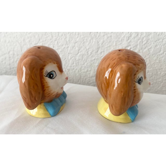 Brown Whimsical Bunny Salt and Pepper Shakers Mint Condition For Sale - Image 8 of 11