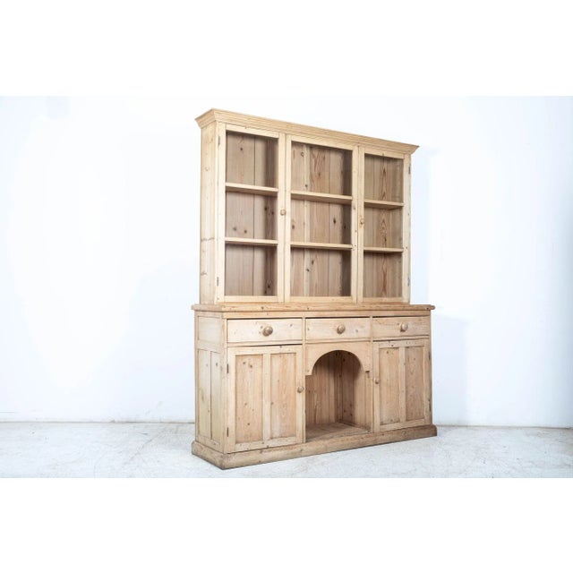 Large English Pine Glazed Panelled Dresser, 1860s For Sale - Image 3 of 15