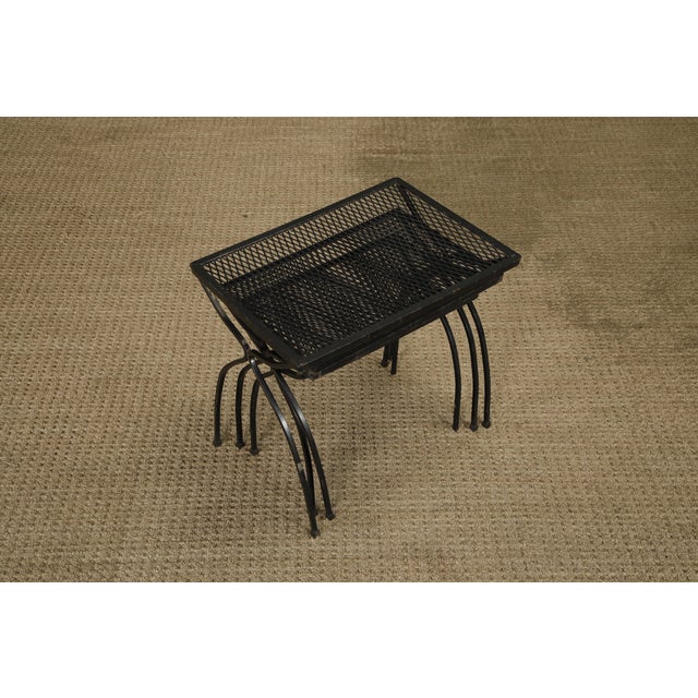 Black Vintage Tempestini for Salterini Style Mesh Metal Nesting Tables Set of 3, Circa Mid-Century For Sale - Image 8 of 13