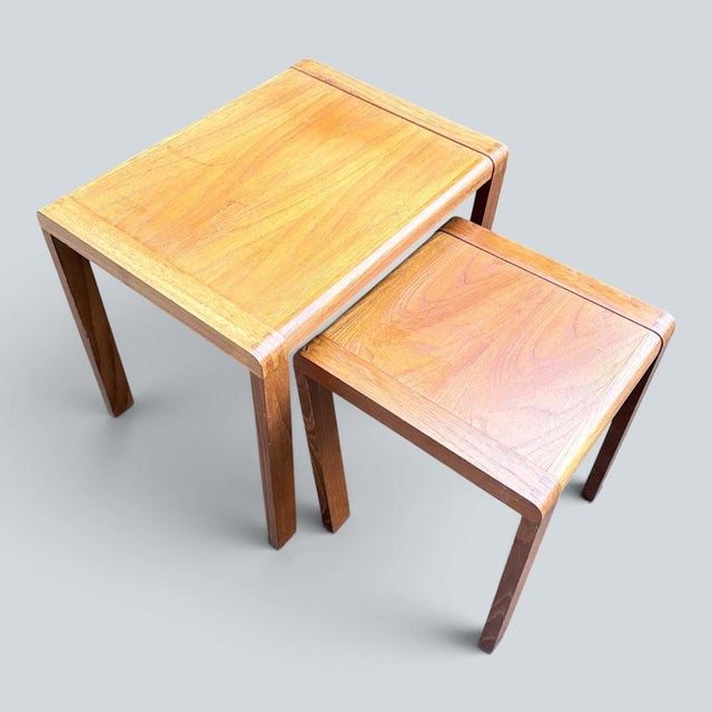 Beige Mid-Century Teak and Beech Nesting Tables, 1960s, Set of 2 For Sale - Image 8 of 9