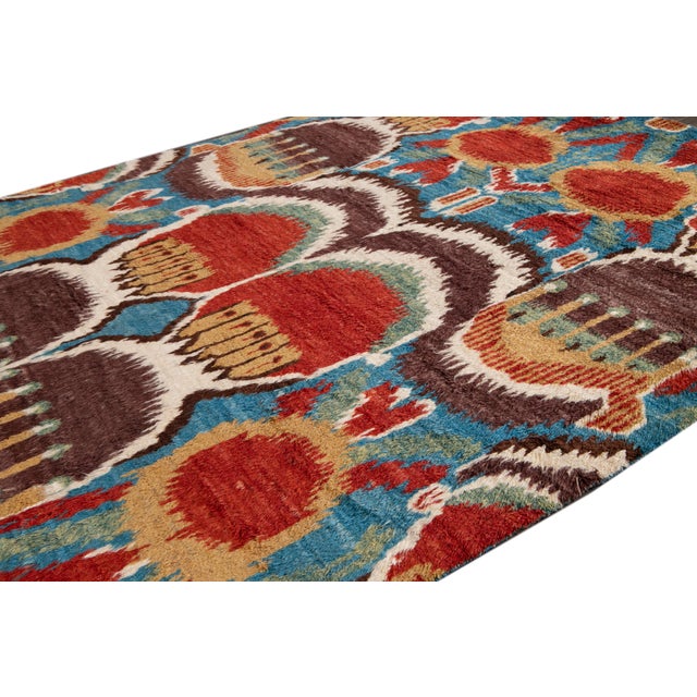 Colorful Modern Moroccan Handmade Wool Rug For Sale - Image 9 of 13