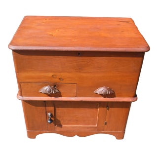 19th Century Victorian Country Cottage Pine Trunk Blanket Chest Cabinet Commode For Sale