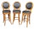 (3) Contemporary Carved Swivel Barstools For Sale