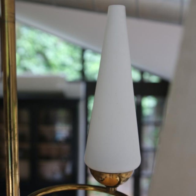 Art Deco Opaline and Brass Chandelier, 1950s For Sale - Image 17 of 18