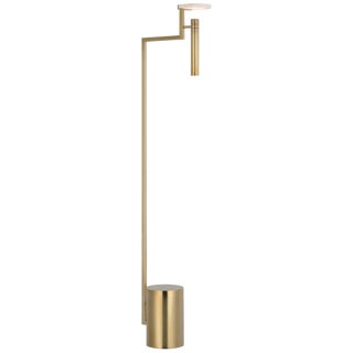 Kelly Wearstler by Visual Comfort Signature Melange 52" Floating Disc Floor Lamp in Antique-Burnished Brass with Alabaster For Sale