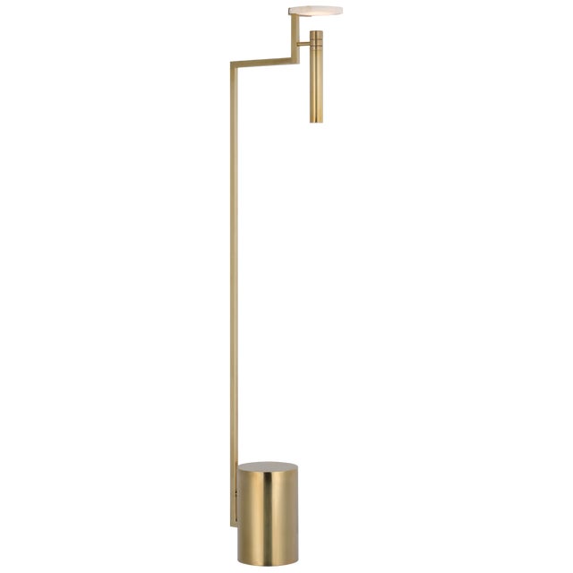 Kelly Wearstler by Visual Comfort Signature Melange 52" Floating Disc Floor Lamp in Antique-Burnished Brass with Alabaster For Sale