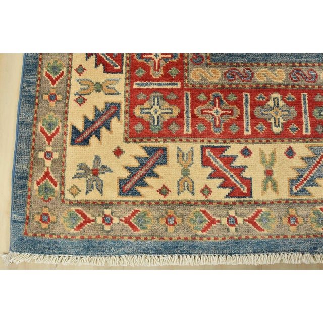 Kazak Rug 8’4” X 11’8” Blue Wool Tribal Hand-Knotted Oriental Carpet For Sale - Image 11 of 14