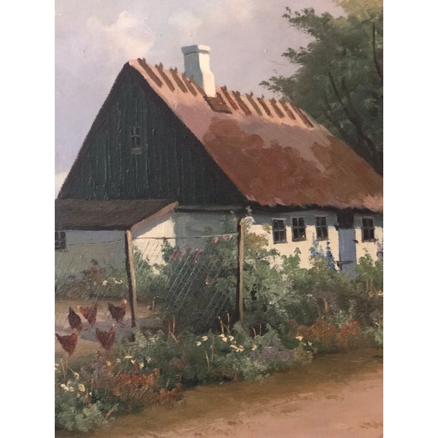 Mid 20th Century Vintage Original Cottage Oil Painting: Large Countryside Wall Art For Sale - Image 5 of 11