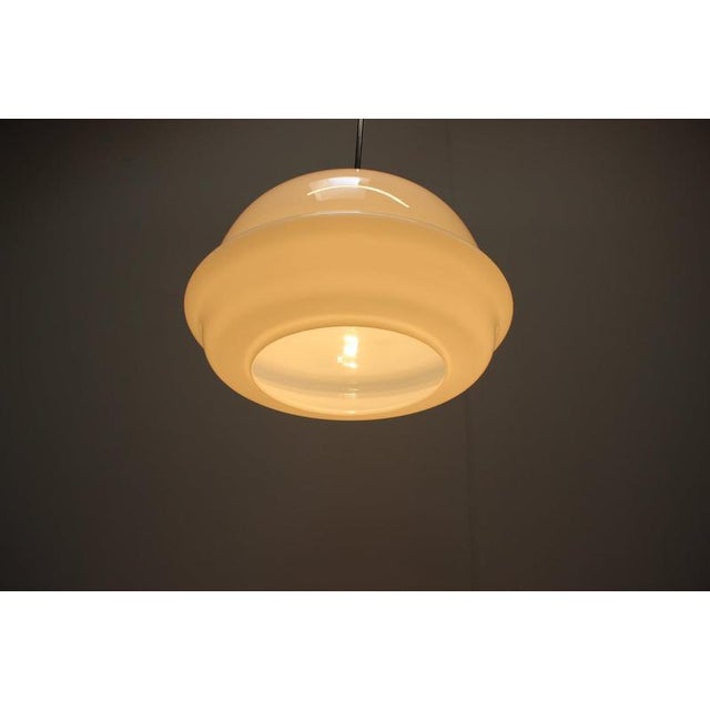 White Czechoslovakian Space Age Pendant Lamp in Opaline Milk Glass, 1970s For Sale - Image 8 of 10