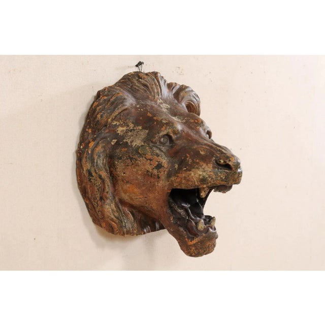 Figurative A Terracotta Lion's Head Wall Plaque For Sale - Image 3 of 8