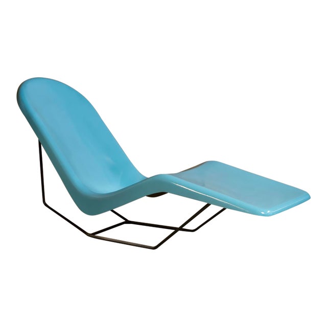 1960s Fibrella Lounge Chair by Le Barron, Blue, Attributed For Sale