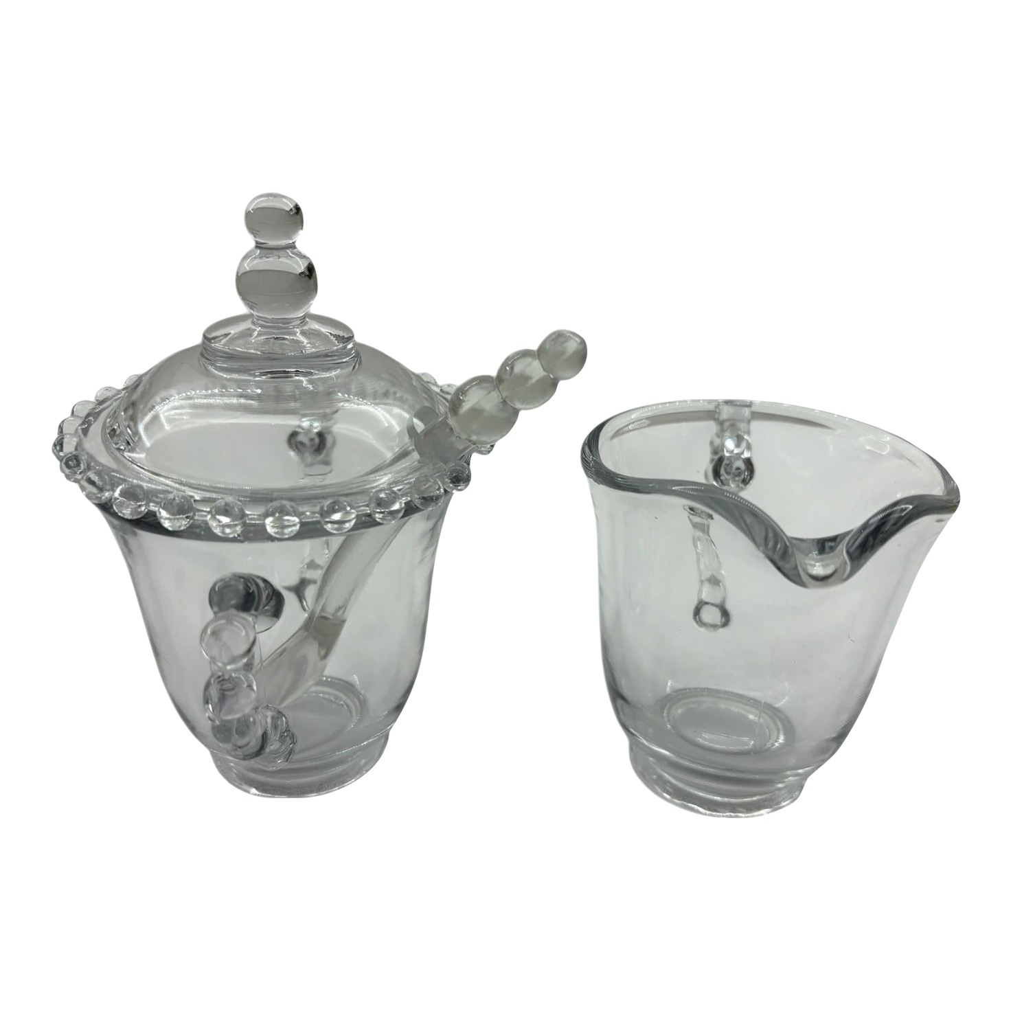 Mid 20th Century Imperial Glass Candlewick Cream & Sugar Set