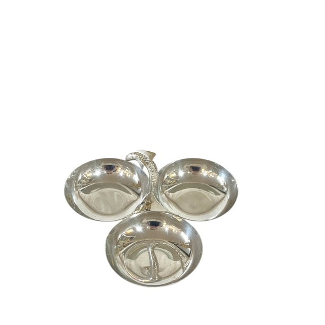 Vintage French Silver Plate Three Section Nut Dish With Dolphin For Sale - Image 9 of 13