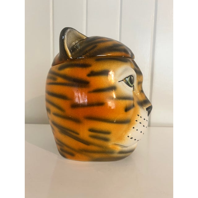 1960s Hand Painted Tiger Cookie Jar For Sale - Image 4 of 9