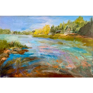 Jumping In, Original Oil Painting by Julia Lawing For Sale