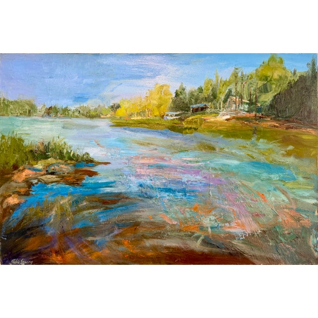 Jumping In, Original Oil Painting by Julia Lawing For Sale