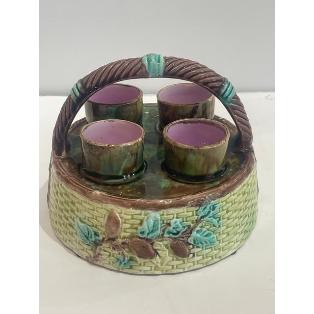 Just in, this Antique English Majolica Egg Cup Caddy Cruet Set c.1875-1890 This is such a wonderful piece of English...