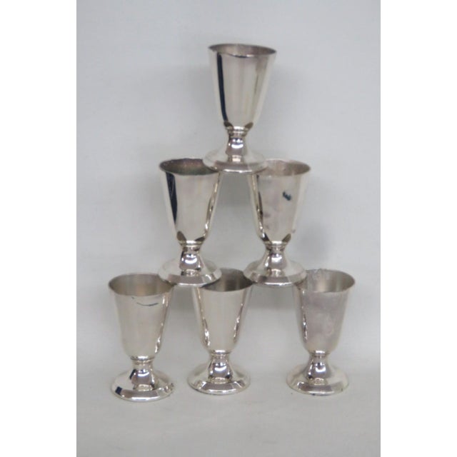 Traditional Boxed Set of 6 Newfoundland Crest Small Goblets Shot Cordial Metal Cups 4960b For Sale - Image 3 of 10