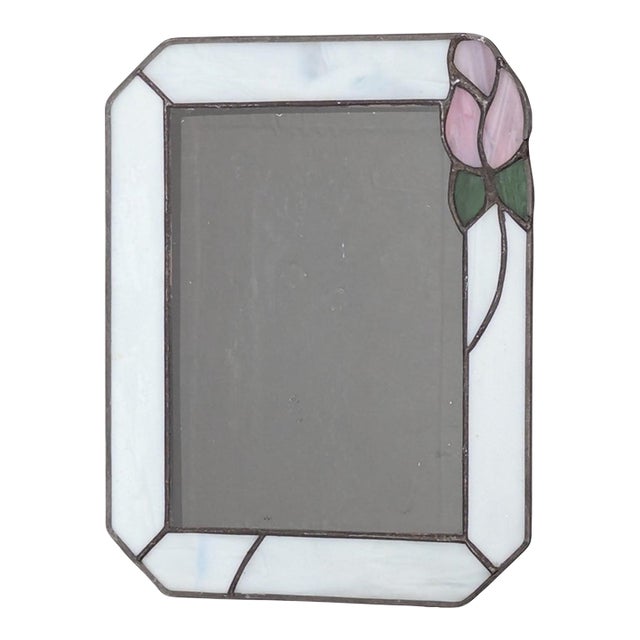 Vintage Stained Glass Rose Picture Frame For Sale
