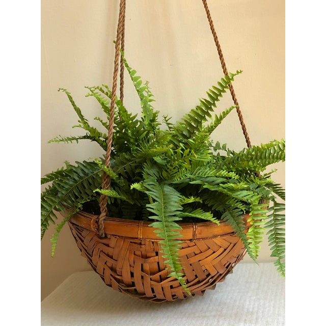 1970s Rattan Hanging Basket Planter For Sale - Image 12 of 13