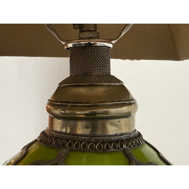 Lime Anthropologie Lime Green Ceramic Filigree Table Lamp For Sale - Image 8 of 11
