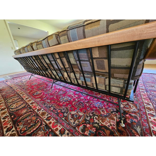 MCM Attributed to Richard McCarthy by Selrite Wrought Iron and Maple Couch For Sale - Image 9 of 10