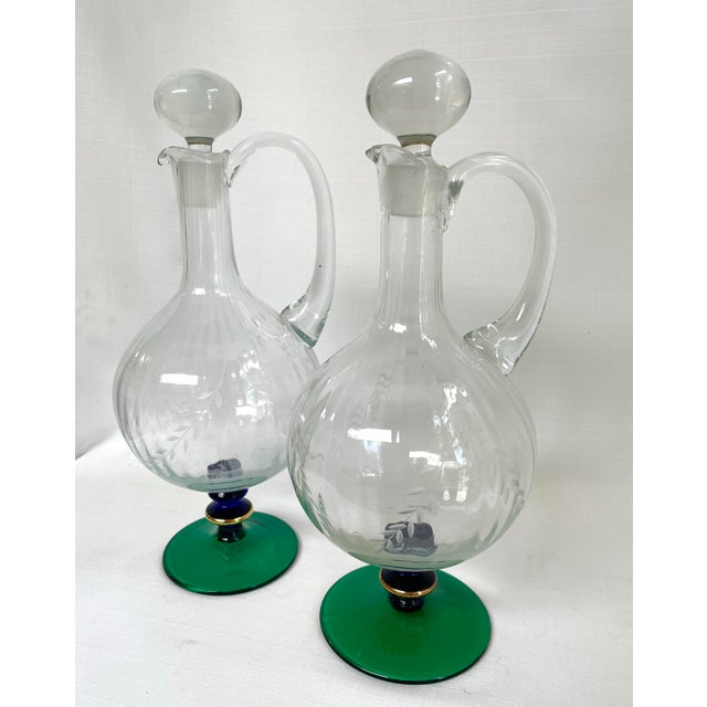 Transparent Early 20th Century Antique Glass Ewers - a Pair For Sale - Image 8 of 10