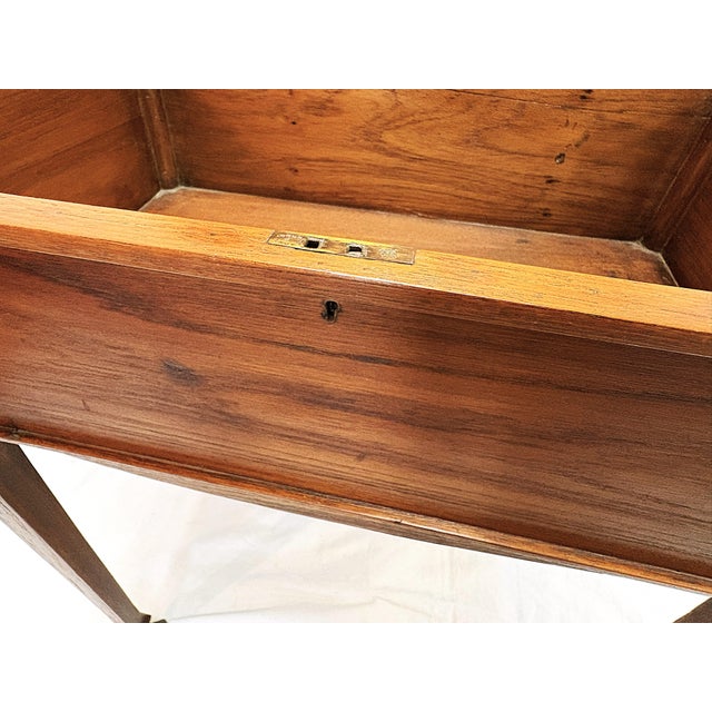 Brown Antique Campaign Style Victorian Flip Top Desk/ Sewing Stand on Brass Casters For Sale - Image 8 of 18