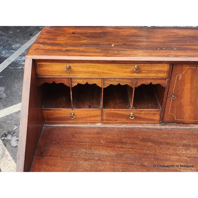 Antique 19th Century Inlaid Mahogany Chippendale Style Slant Top Desk, 1880 For Sale - Image 12 of 16