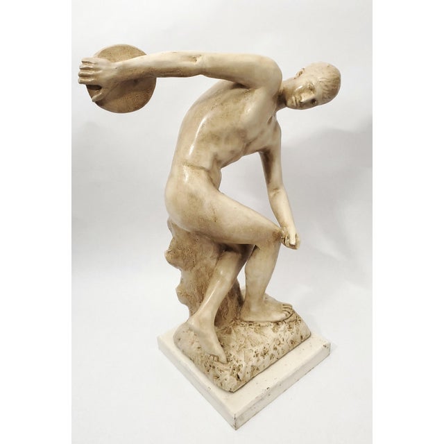 1950s Plaster Discobolus Table Sculpture Statue For Sale - Image 11 of 13