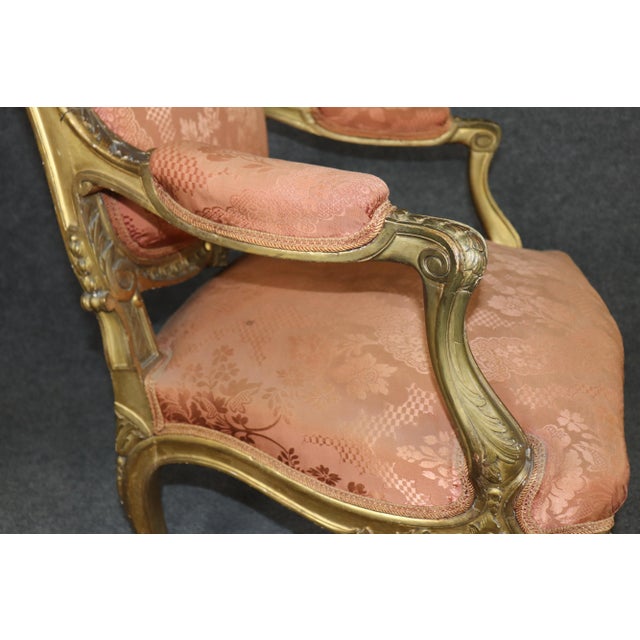 Gold Pair French Late 19th Century Louis Xv Style Carved Gold Gilt Armchairs For Sale - Image 8 of 17