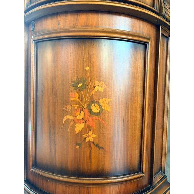 Mid 20th Century Vintage Italian Provincial Baroque-Style Floral Marquetry Inlaid Credenza Sideboard For Sale - Image 5 of 13