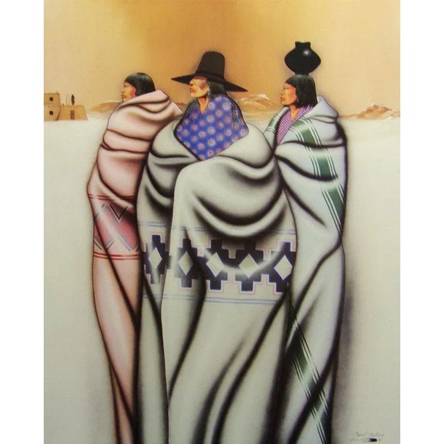 "Three Figures" Offset Lithograph by Robert Redbird Image Size : 18" x 23" Paper size : 23" x 30" Condition: Excellent...