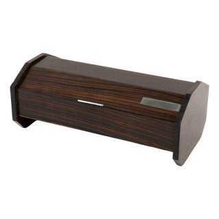 Maison Desny Style Art Deco Modernist Box Macassar and Chrome For Sale