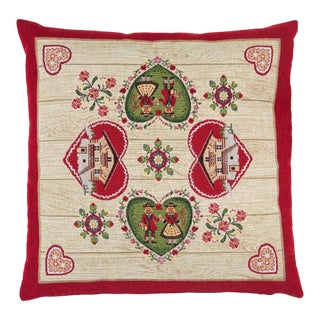 Nordic Hearts Tapestry Cushion With Feather Filler - 46 X 46cm For Sale