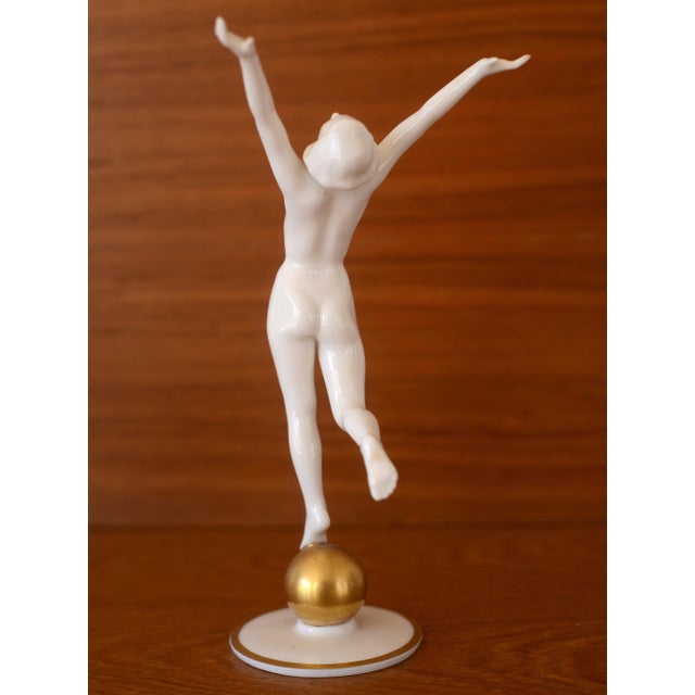 White Hutschenreuther Carl Werner Art Deco Porcelain Nude Figures With Gold Spheres - Set of 3 For Sale - Image 8 of 13