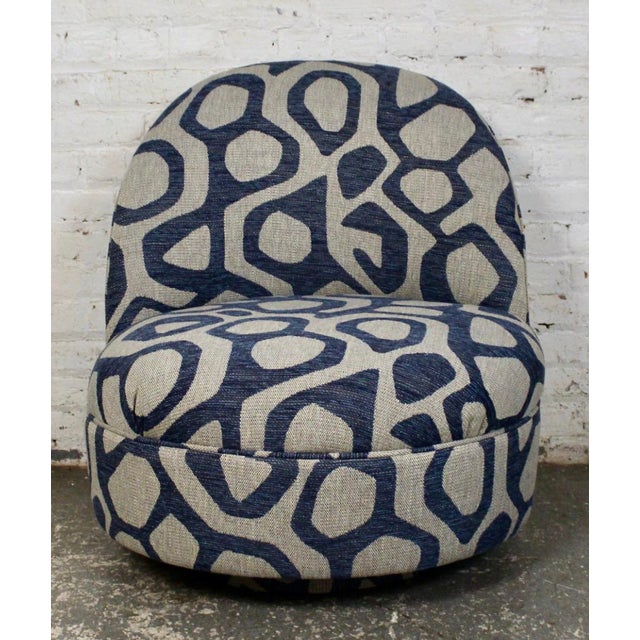 Blue Vintage Chair and Ottoman by Thomas Bill For Sale - Image 8 of 11