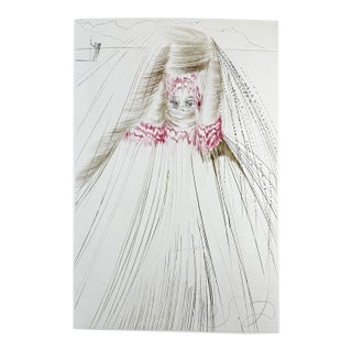 1970s Dali Tristan Et Iseult Queen With Silk Tunic Hand Signed Surreal Art For Sale