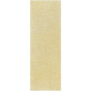 Modern Abstract Solid Pale Sand Silk Runner "Mielgrain" by Doris Leslie Blau For Sale