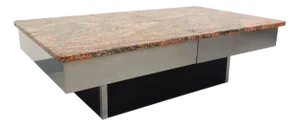 Vintage Coffee Table in Chrome Metal and Black Melamine with Bar, 1970s